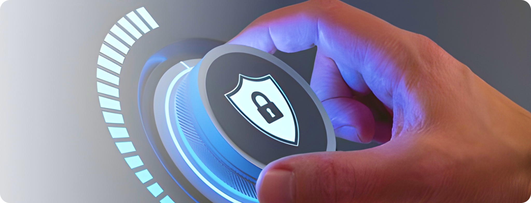 Hand interacting with digital lock icon representing cybersecurity and data protection