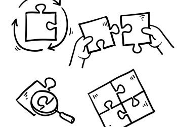 hand draen doodle Simple Set of Puzzle Related Vector Line Icons isolated background