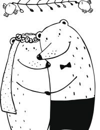 Love happy romantic teddy, valentine bride marriage, vector illustration