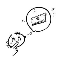 hand drawn doodle people thinking money illustration vector isolated
